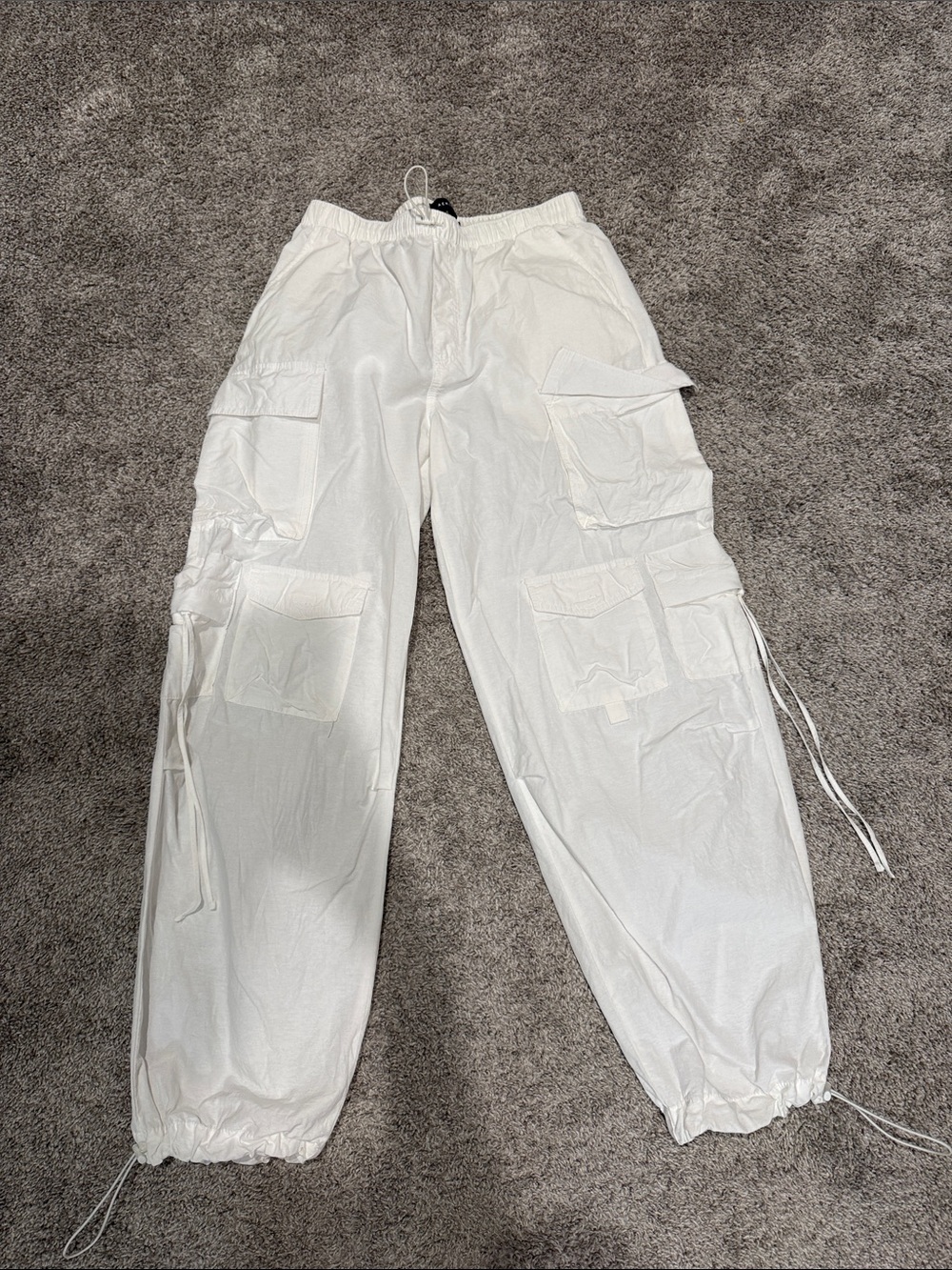 White Cargo Parachute Pants size small
